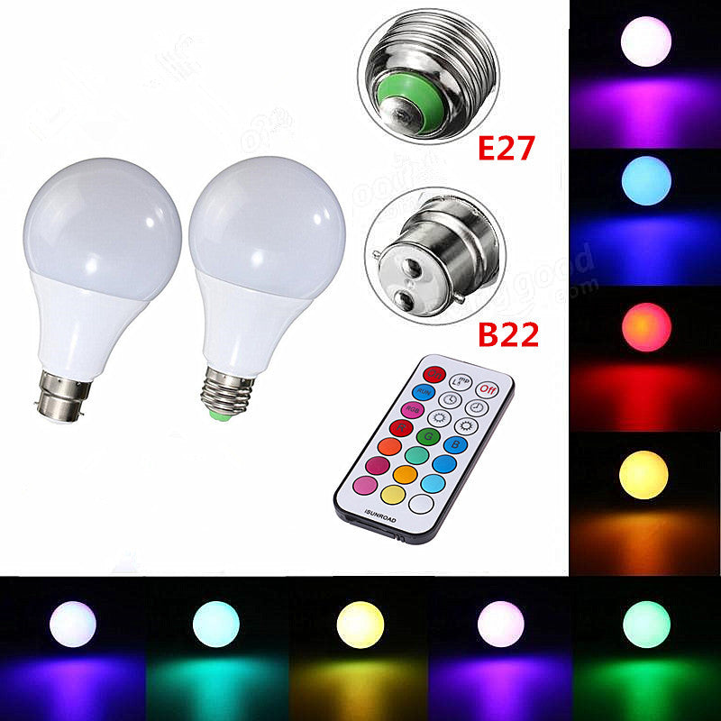 10 Watt RGBW Colour Changing E27 / B22 LED Bulb Light With Remote Control