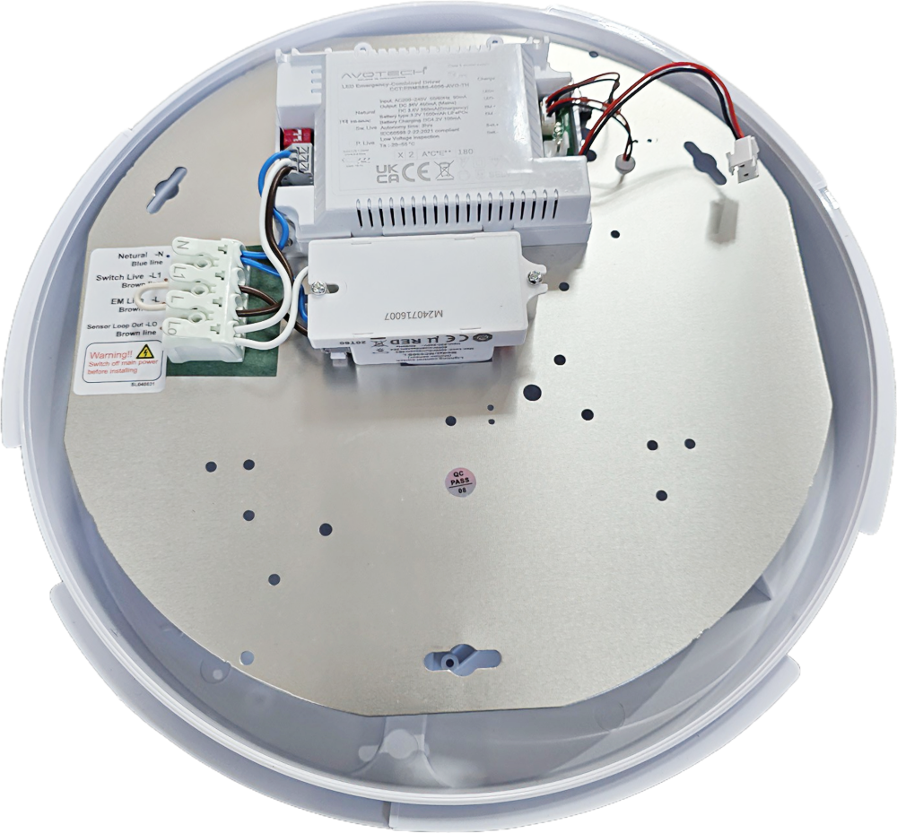 18W Emergency LED Bulkhead With Adjustable Microwave Sensor, Adjustable Light Colours, Waterproof