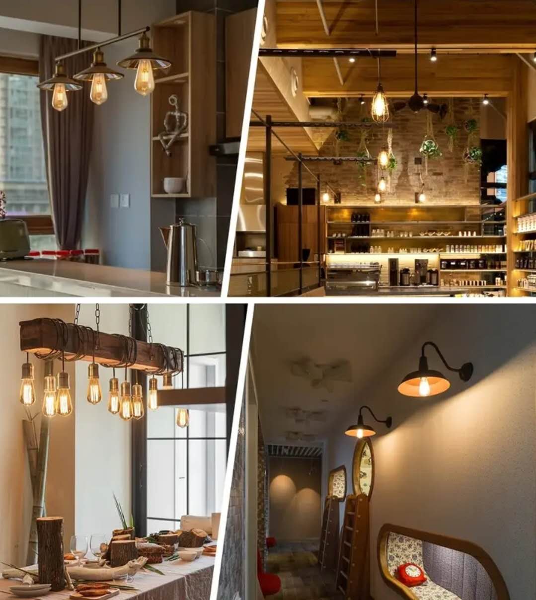 8W Vintage ST64 LED Filament Bulb, E27 Fitting, Amber Tinted Glass, Warm White Light