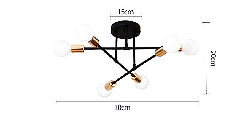 Modern Metal Pendant Chandelier LED Ceiling Light, E27 Bulb Fitting, Black + Gold Colour, Bedroom, Living Room, Kitchen (Collection From Warehouse))