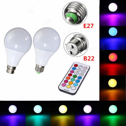 10 Watt RGBW Colour Changing E27 / B22 LED Bulb Light With Remote Control