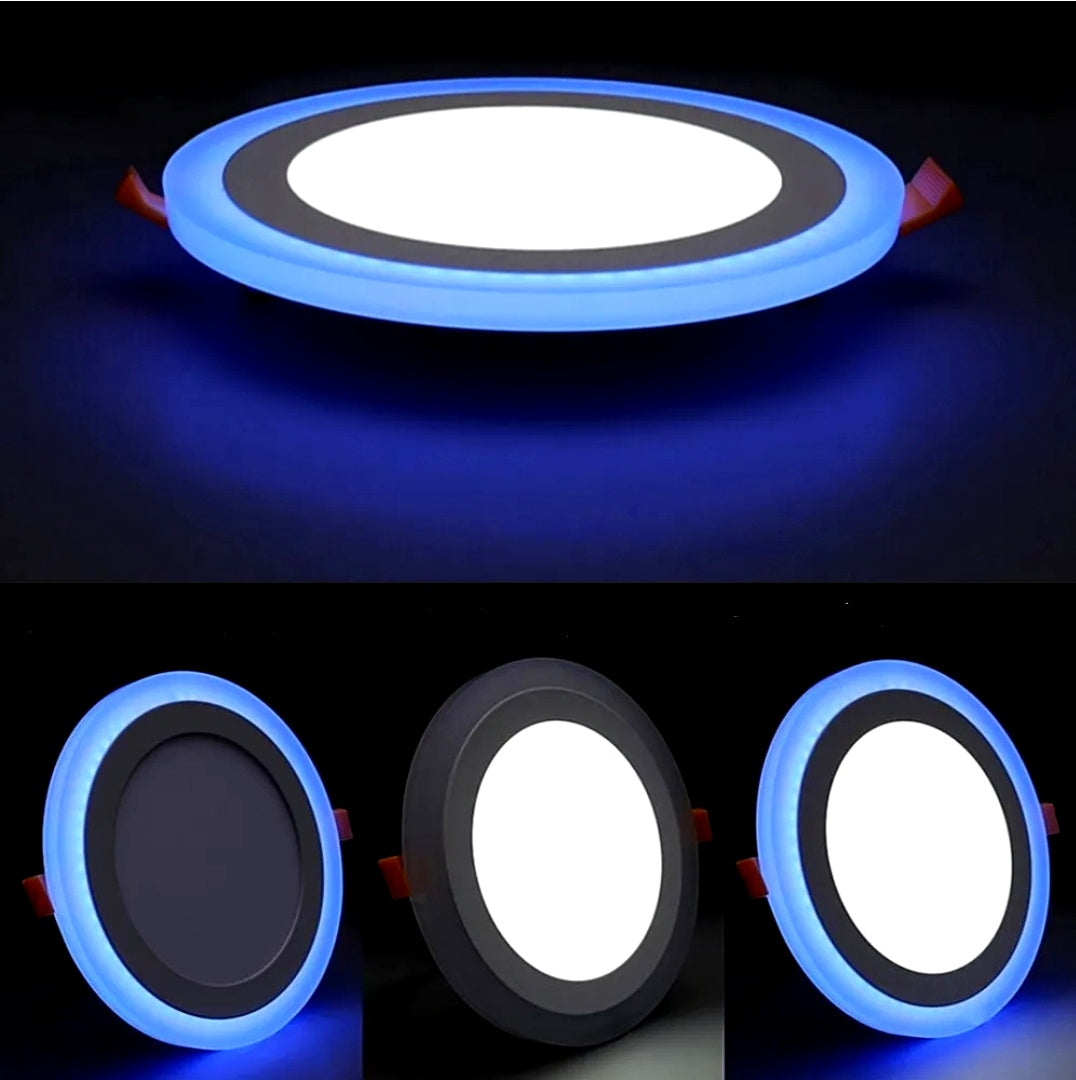 Blue+Cool White LED Panel Light, Recessed Mounting, 3+3W / 6+3W / 12+4W / 18+6W