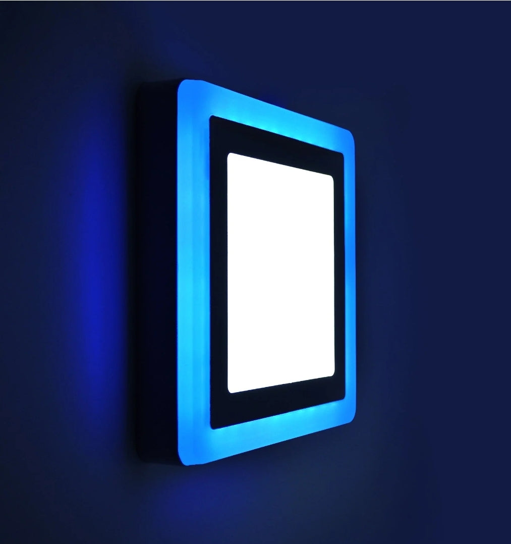 Round / Square Blue+Cool White LED Panel Light, Surface Mounting, 18+6W