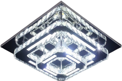 Square K9 Glass Crystal Surface Mounting LED Ceiling Light, 1/2/4 Way, Super Bright Cool White