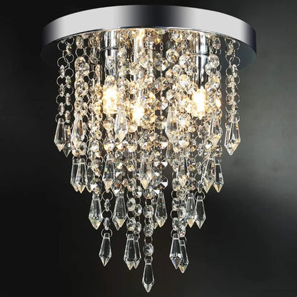 Luxury LED Crystal Chandelier Ceiling Light for Living Room Kitchen Hallway Bedroom, 25cm Diameter