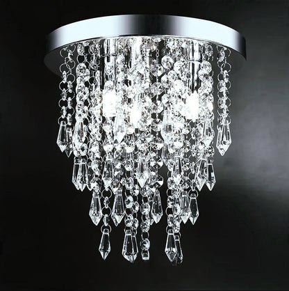 Luxury LED Crystal Chandelier Ceiling Light for Living Room Kitchen Hallway Bedroom, 25cm Diameter