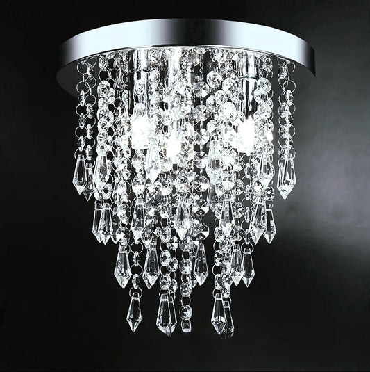 Luxury LED Crystal Chandelier Ceiling Light for Living Room Kitchen Hallway Bedroom, 25cm Diameter