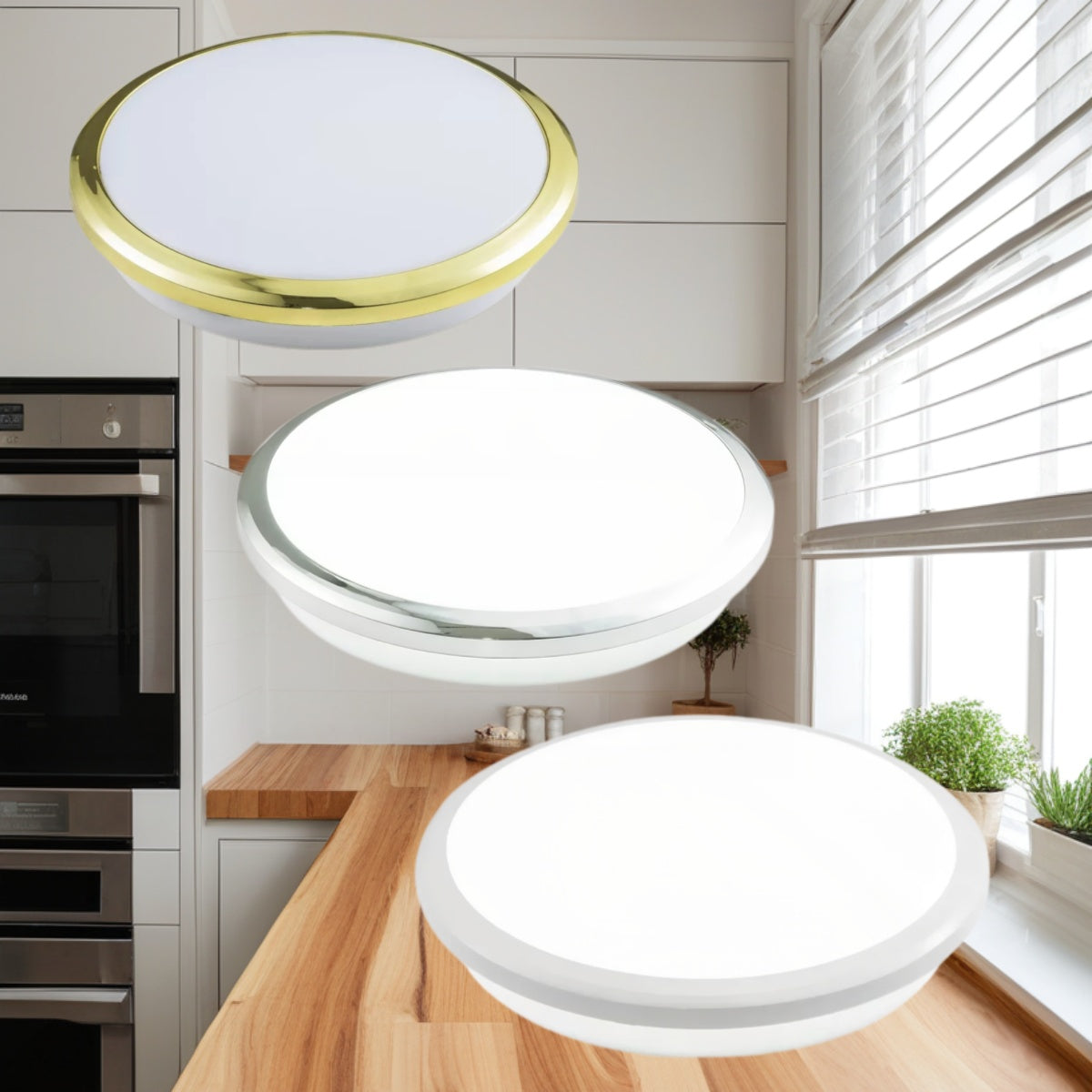 36W 40W White / Silver / Gold Bulkhead LED Ceiling Light, Bright Cool White, Waterproof, 23cm / 30cm Diameter