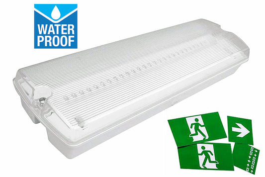 3W V-Tac LED Emergency Light Rechargeable Bulkhead Exit Sign IP65