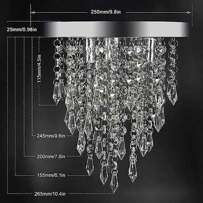 Luxury LED Crystal Chandelier Ceiling Light for Living Room Kitchen Hallway Bedroom, 25cm Diameter