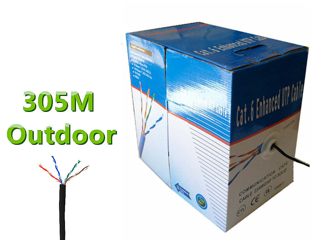 Cat6 Outdoor Cable, CCA, UTP, Black Colour, 305 Meters Packed In Easy Pull Box