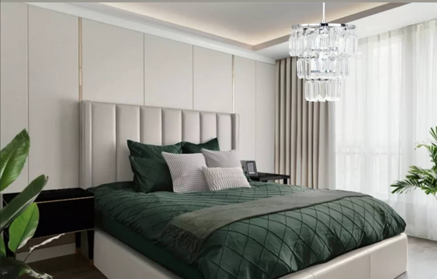 Chrome 3 Tier Pendant Shade Ceiling Light Acrylic Crystal Droplet Light With LED B22 Bulb