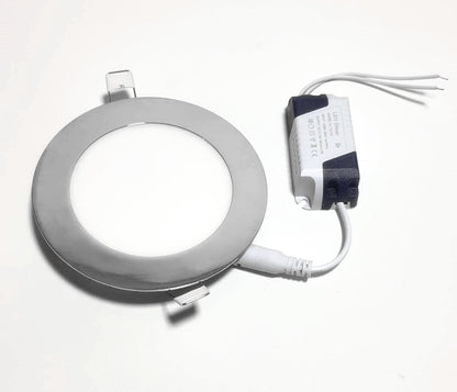 6W Recessed LED Panel Ceiling Light With Polished Chrome Frame, Bright Cool White Light Colour