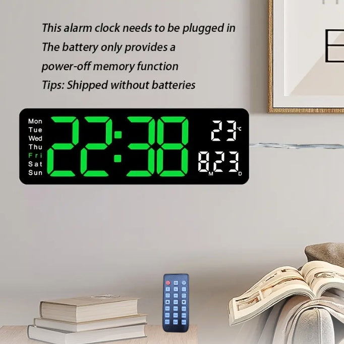 Large Green Digital LED Clock Alarm Time / Date / Week / Month / Temperature Display With Remote Control, Size: 38.8 x 13 x 3.3cm&nbsp;