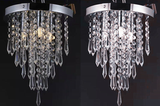 Luxury LED Crystal Chandelier Ceiling Light for Living Room Kitchen Hallway Bedroom, 25cm Diameter