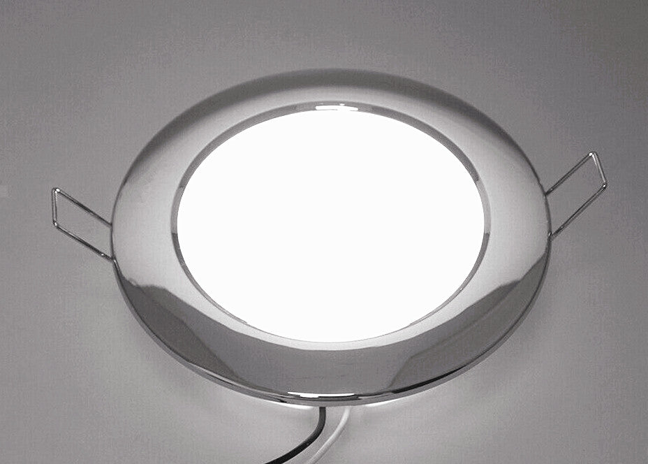 6W Recessed LED Panel Ceiling Light With Polished Chrome Frame, Bright Cool White Light Colour