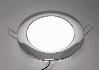 6W Recessed LED Panel Ceiling Light With Polished Chrome Frame, Bright Cool White Light Colour