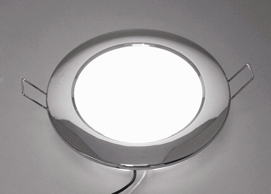 6W Recessed LED Panel Ceiling Light With Polished Chrome Frame, Bright Cool White Light Colour