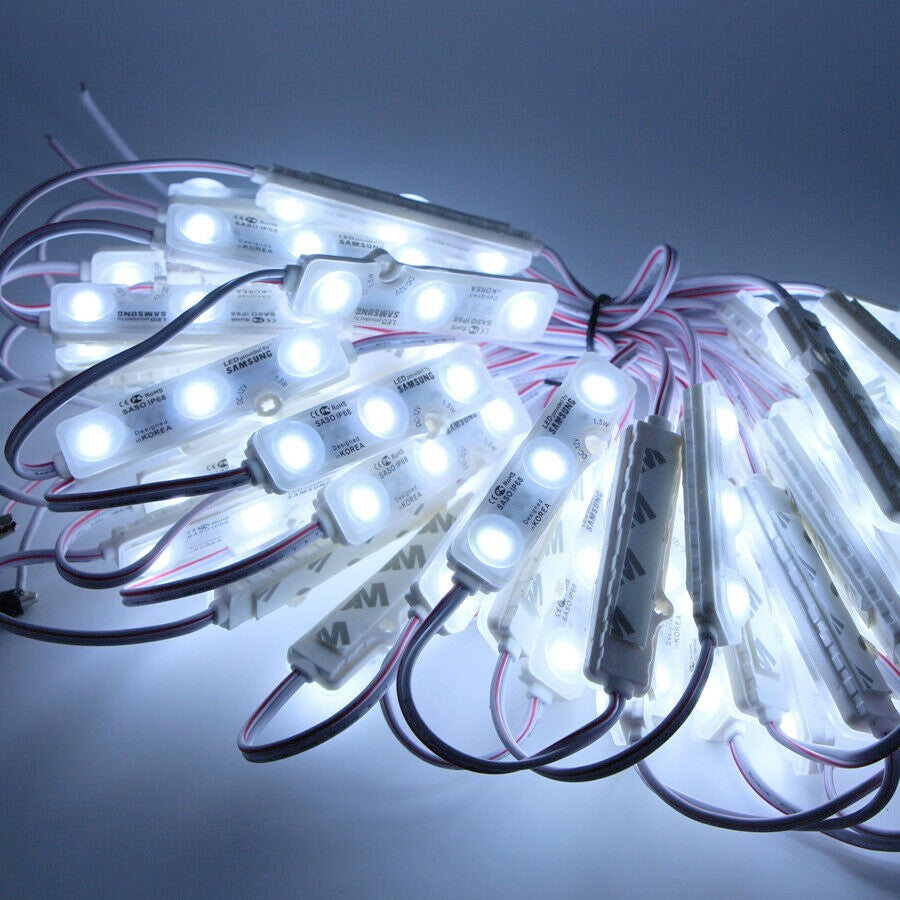 50Pcs Ultra Bright 12V Powered LED Module Light IP68 waterproof Self-Adhesive Back Tape, Cool White / Warm White